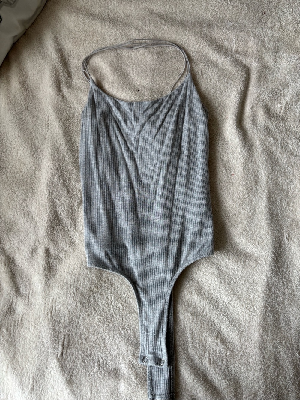 3/20$ - Ribbed Grey Bodysuit